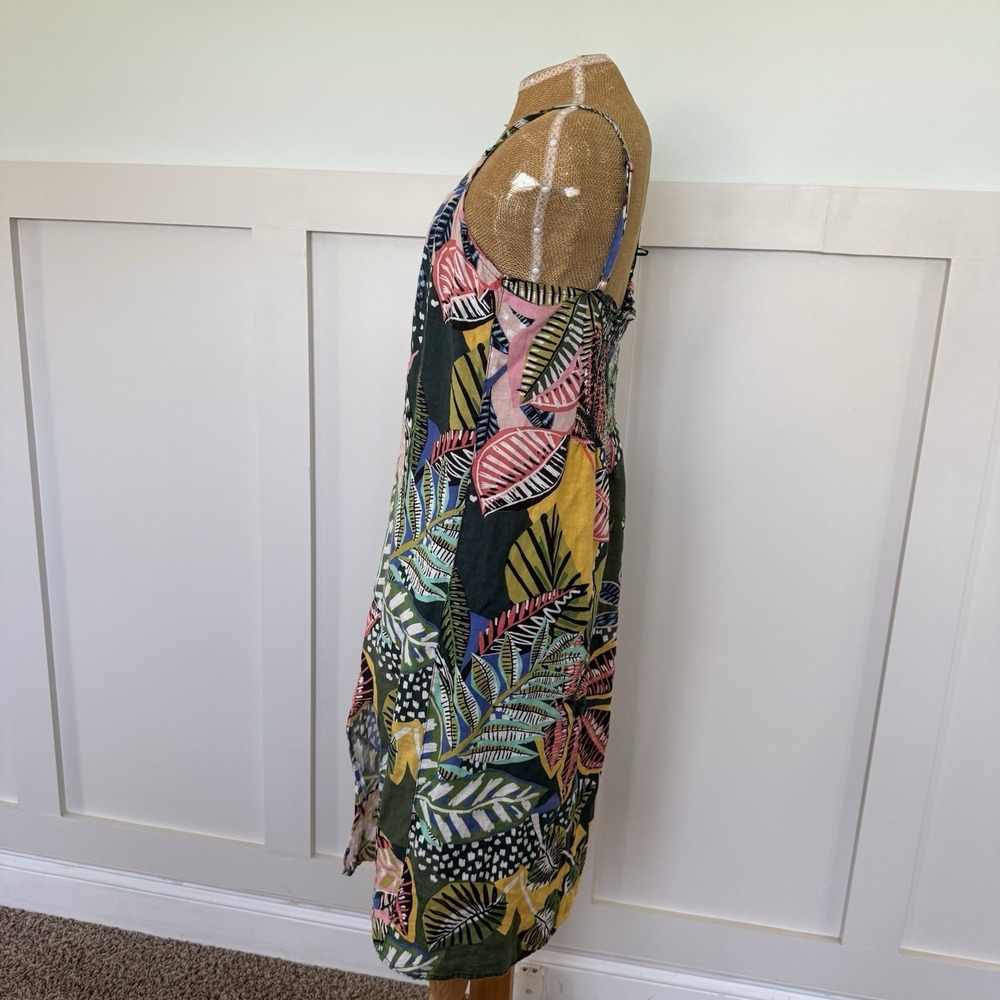 Cynthia Rowley Dress Size 8 Tropical Beach Vacation Resort 100% Linen Cami Slit - Picture 4 of 8